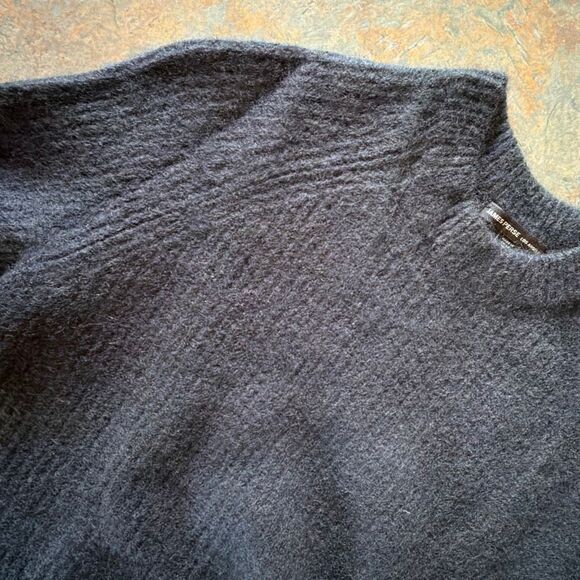 James Perse Los Angeles Cashmere Navy Funnel Neck Ribbbed Sweater with Raglan Sl - Picture 8 of 10
